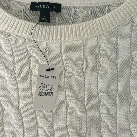 Talbots woman’s ivory cable knit small sweater - Picture 3 of 5